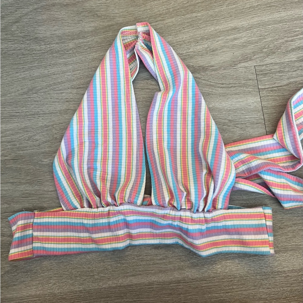 Colorful Striped Halter Top and Skirt Set